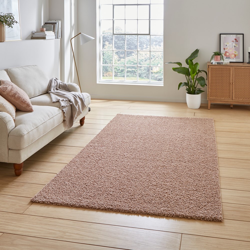 Bali 950 Modern Washable Plain Shaggy Rugs in Rose Pink